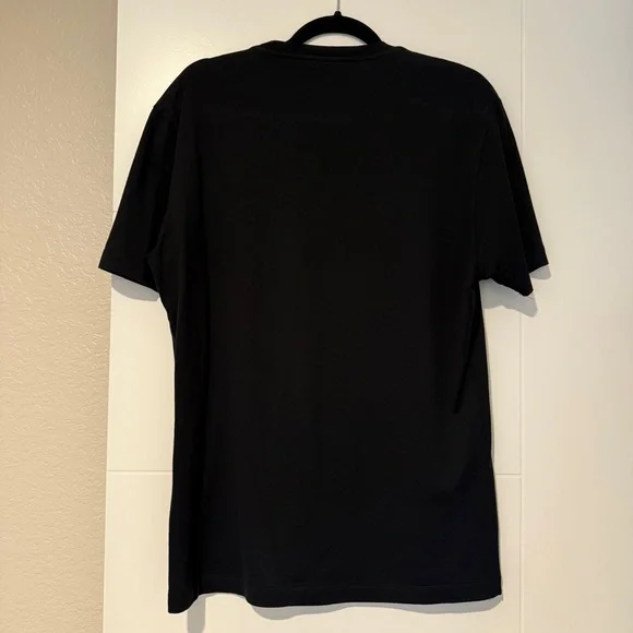 Versace Men’s Multicolor Embroidered Logo Black T-Shirt Size Medium